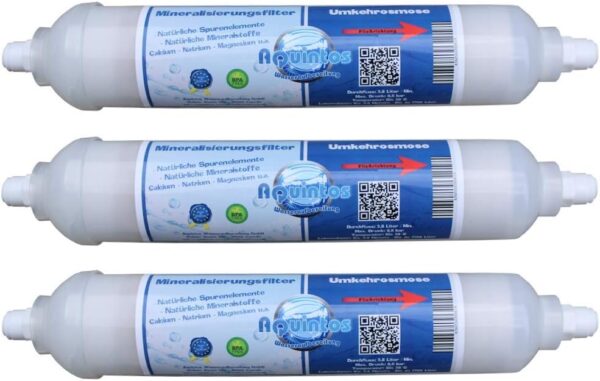 Aquintos Vitaflow Mineral-Filter 2-Zoll 1/4" Steckanschluss RO-System (3er Pack)