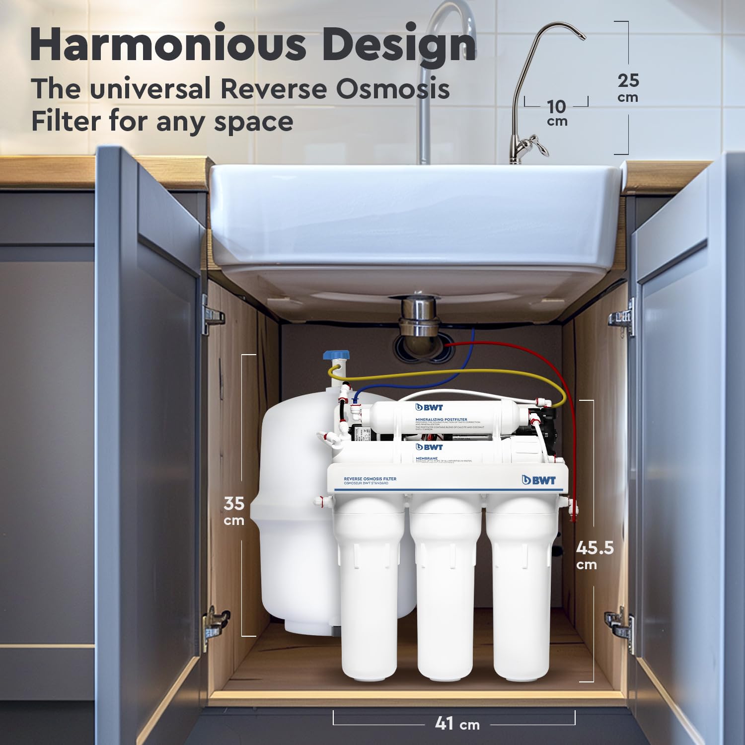 BWT Haushalts-Reverse-Osmoseanlage 75GPD mit Pumpe, 5-stufig mit Mineralisation
