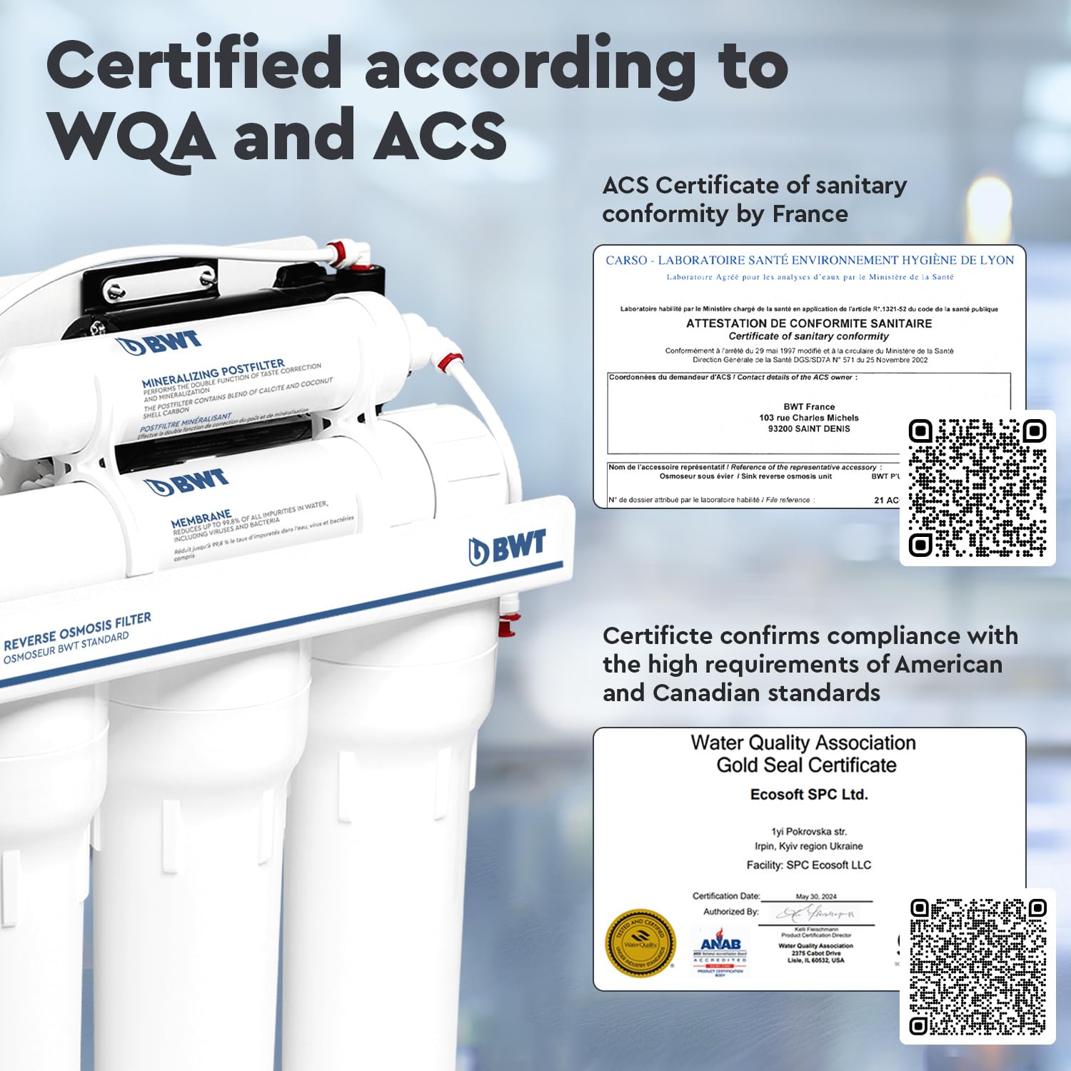 BWT Haushalts-Reverse-Osmoseanlage 75GPD mit Pumpe, 5-stufig mit Mineralisation