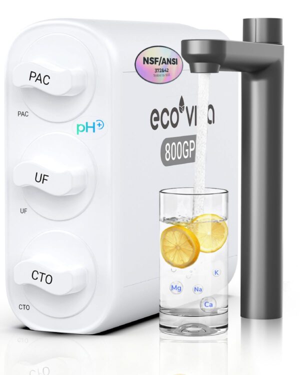 Ecoviva 0,01 μm Unter-Sink Wasserfiltersystem, 800 G, tanklos, schwermetallfrei, TDS-neutral