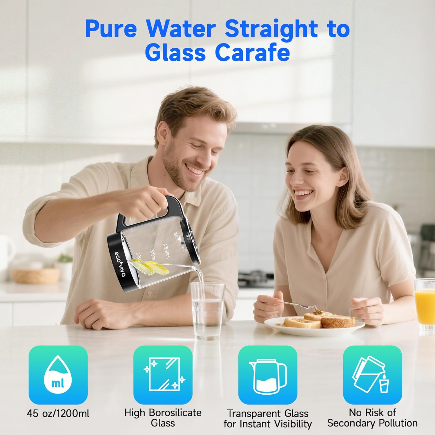 Ecoviva Osmoseanlage 5-stufig 3:1 Reinwasser-Verhältnis NSF/ANSI 58-zertifiziert