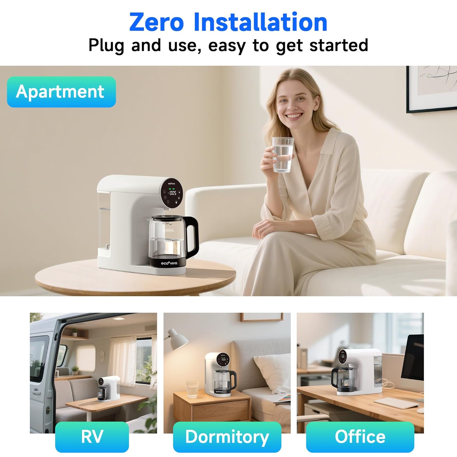 Ecoviva Osmoseanlage 5-stufig 3:1 Reinwasser-Verhältnis NSF/ANSI 58-zertifiziert