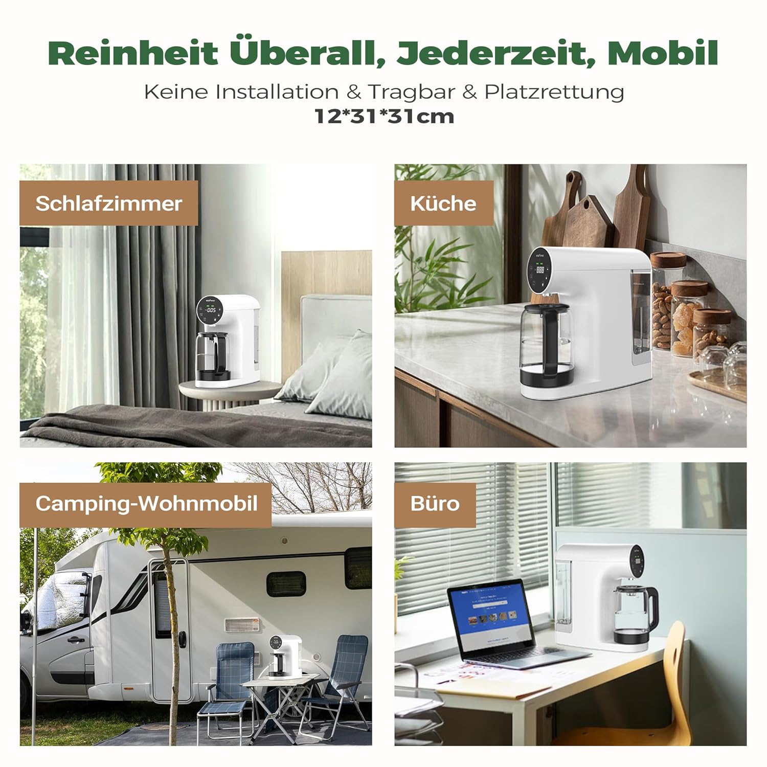 Ecoviva Reverse Osmose Wasserfilter 4-stufig 3:1 Entsorgungsverhältnis kompakt