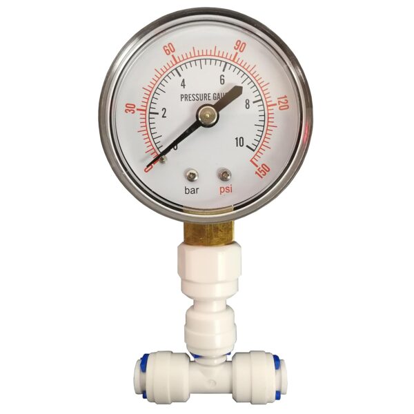Finerfilters Manometer für Wasser-RO-Systeme mit 1/4"-Anschluss und hochgenauer Druckanzeige