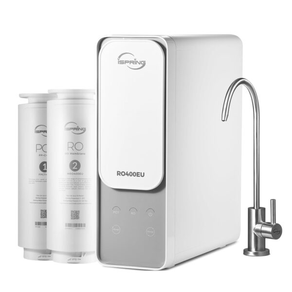 iSpring RO400EU Umkehrosmose-Anlage 400 GPD, 2:1 Wasser-Ausbeute, tiefere TDS