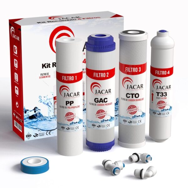 JACAR Osmose Anlage 4 Filter Set | 5-stufig kompatibel | PP & Aktivkohle Filter