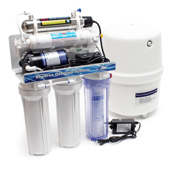 Naturewater 6-stufiges RO-System mit UV-Reinigung & Druckminderer, 180 L/Tag