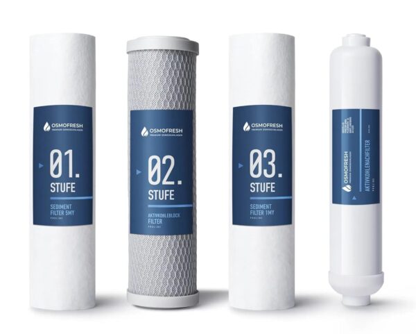 OsmoFresh Filter Set Proline 10 Zoll Ersatzfilter für Umkehrosmose Systeme – Effektive Filtration, Hohe Qualität