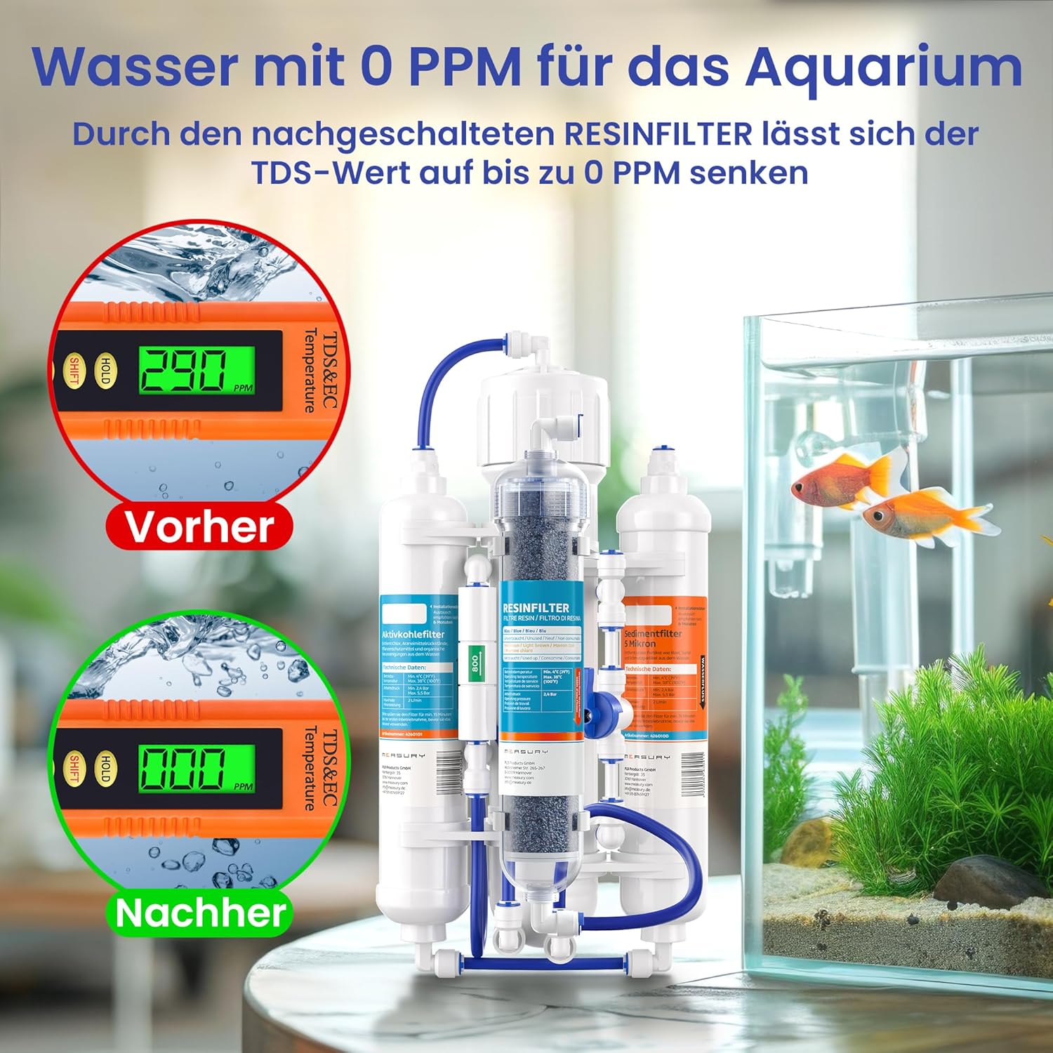 Osmosis System Aquarium 380L/Tag + 630ml Harzfilter – Umkehrosmoseanlage für Reinerwasser