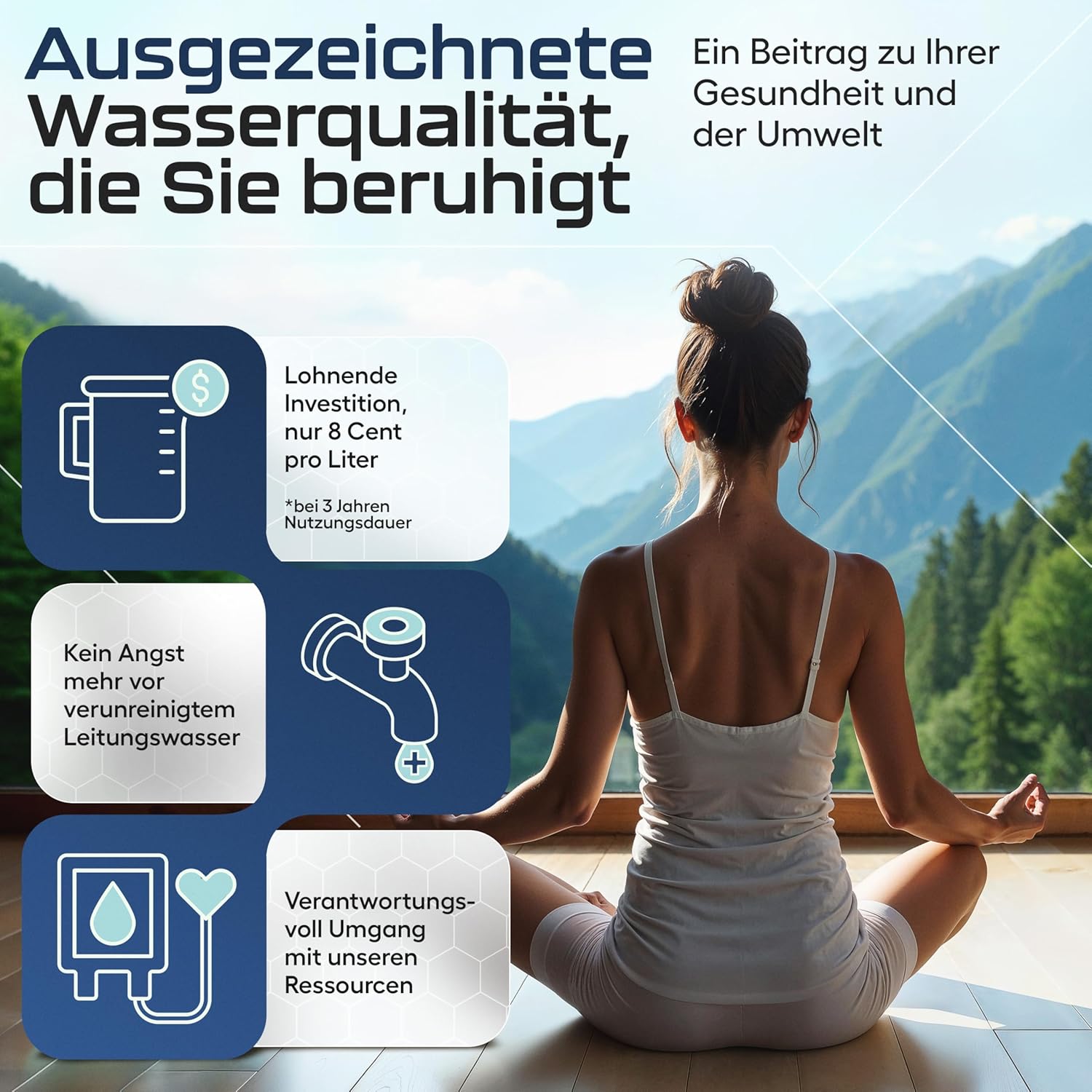Osmosis System für Trinkwasser (5-stufiger Filter, 6 Temperaturstufen, mobil, ohne Wasseranschluss) – Umkehrosmose Wasseraufbereitung mit Kalkfilter und integriertem Vorratstank...