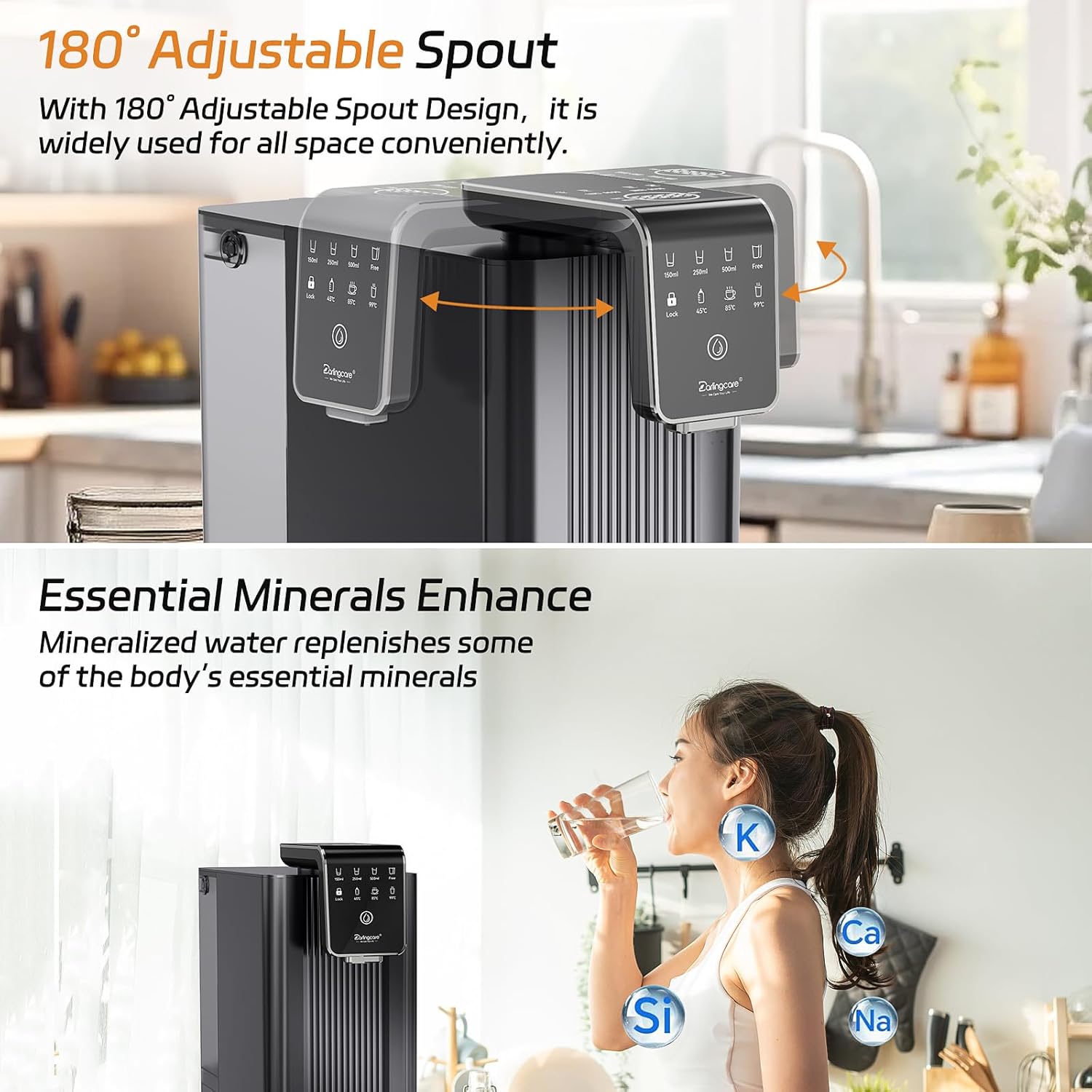 Osmosis System Trinkwasserfilter Countertop 6-Wege RO-System mit Echtzeit-TDS-Monitor und Heißwasserfunktion