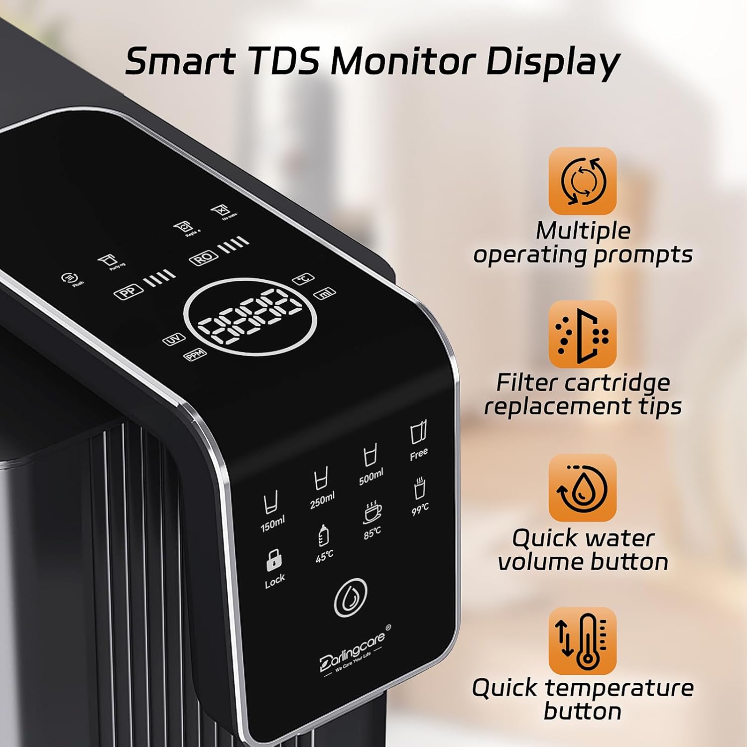Osmosis System Trinkwasserfilter Countertop 6-Wege RO-System mit Echtzeit-TDS-Monitor und Heißwasserfunktion