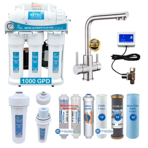 Perfect Water Ultimate Plus Pro 1000 GPD Osmoseanlage Ohne Tank Direktfluss