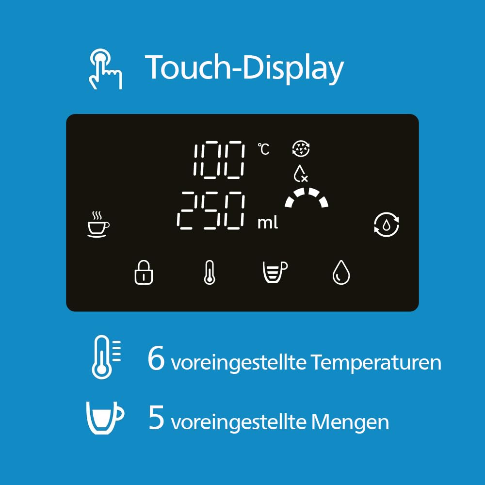 Philips Wasserspender mit Touchscreen, 6 Temperaturstufen, filtert Schadstoffe, 2,2L