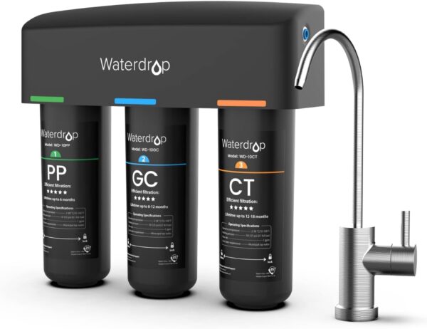 Waterdrop Unter-Sink Wasserfilter mit eigenem Hahn, 8-stufig, reduziert Blei & Chlor