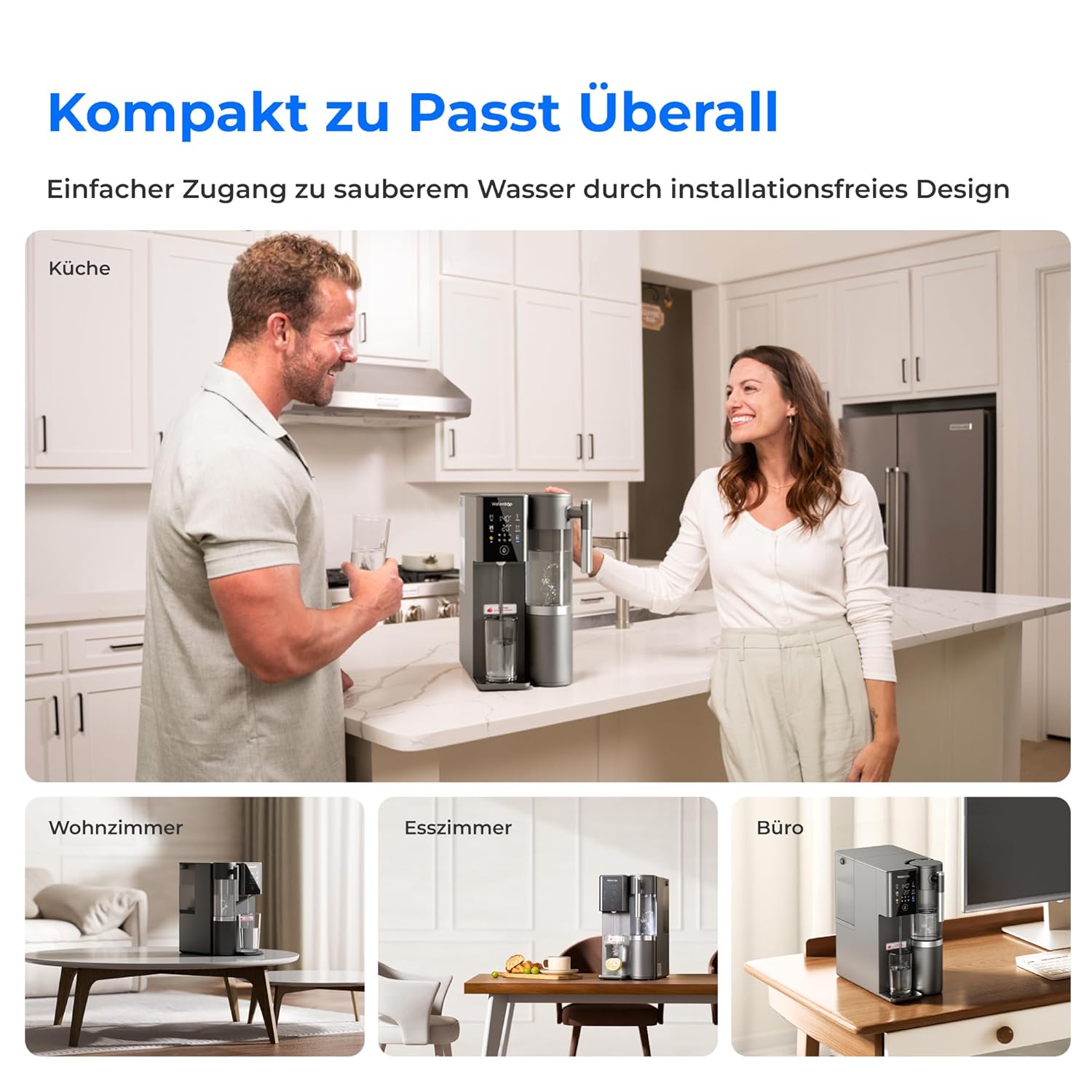 Waterdrop WD-A2 Umkehrosmose-Anlage mit Heiß-/Kaltwasser, 6 Temperatureinstellungen, 3:1 Entsorgungsverhältnis