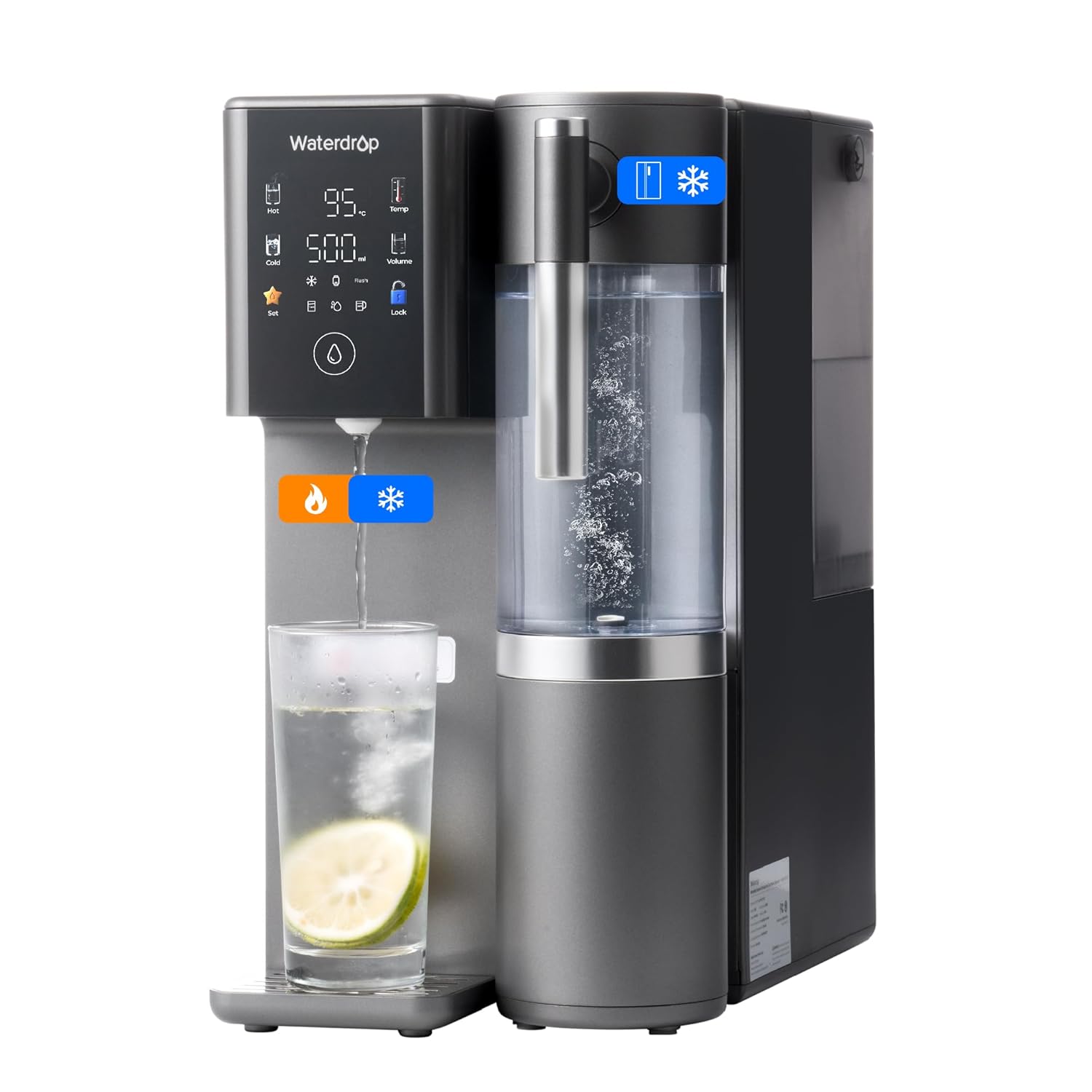 Waterdrop WD-A2 Umkehrosmose-Anlage mit Heiß-/Kaltwasser, 6 Temperatureinstellungen, 3:1 Entsorgungsverhältnis